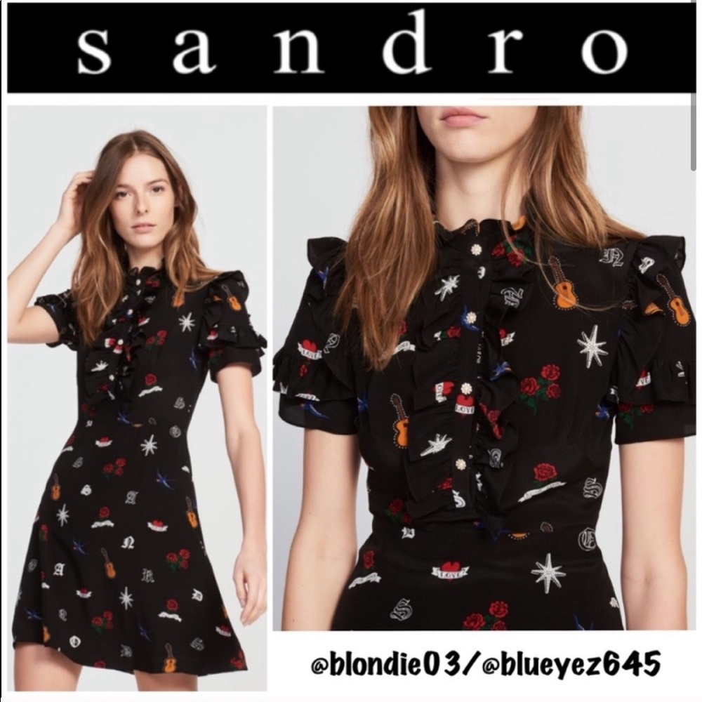 Sandro “Wendy” tattoo print dress 1(S)